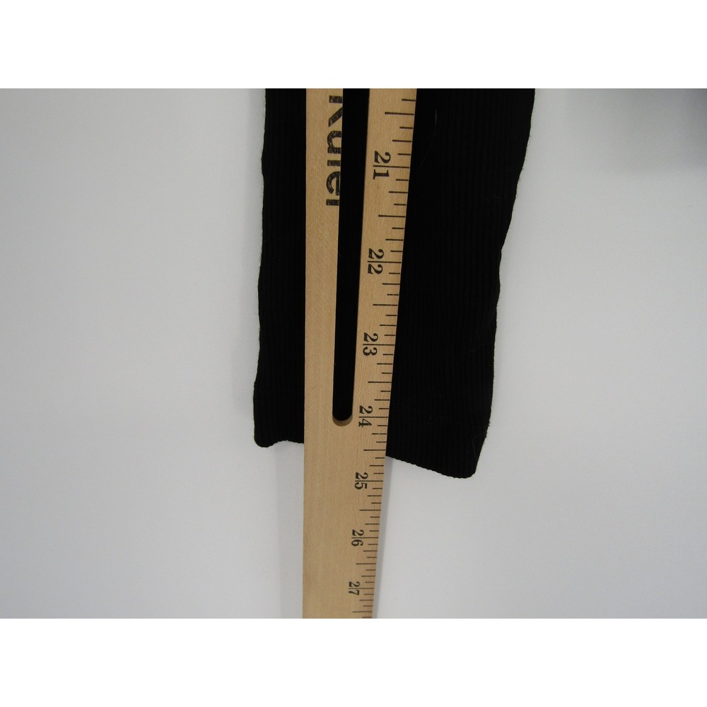 bebe Turtleneck Top Womens Small Black Rhinestone Logo Ribbed Long Sleeve - Picture 10 of 11